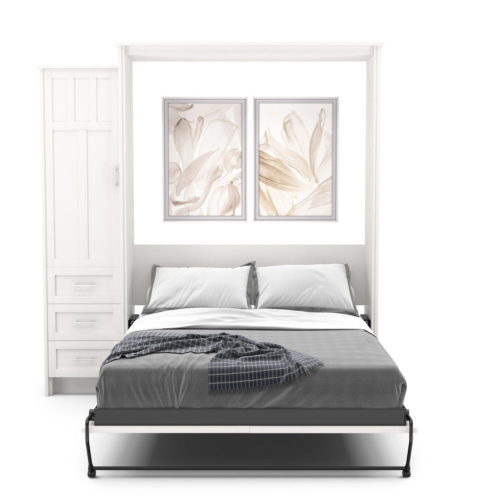 King Size Murphy Bed - Left Cabinet, Craftsman Style, Brushed Nickel Pulls