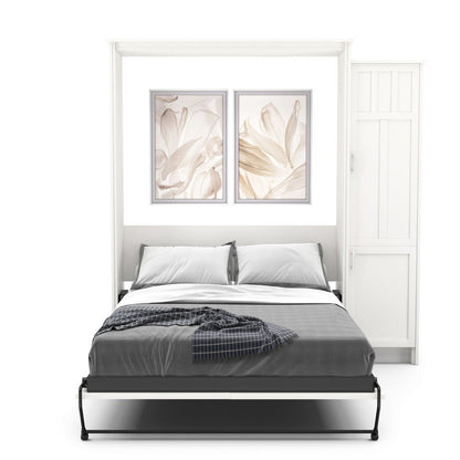 Twin Size Murphy Bed - Right Cabinet, Craftsman Style, Brushed Nickel Pulls - Murphy Door