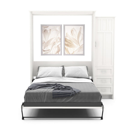 Twin Size Murphy Bed - Right Cabinet, Craftsman Style, Brushed Nickel Pulls - Murphy Door