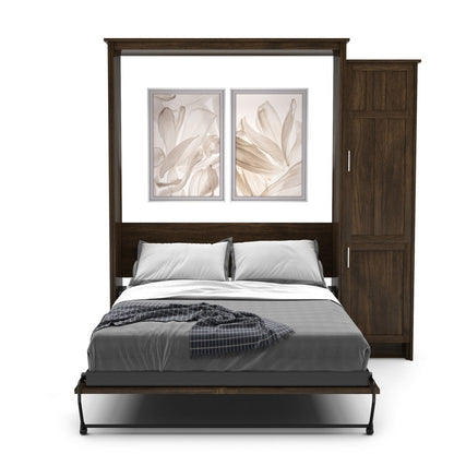 Twin Size Murphy Bed - Right Cabinet, Craftsman Style, Brushed Nickel Pulls - Murphy Door