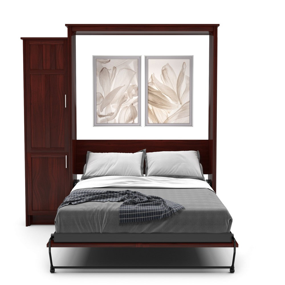 King Size Murphy Bed - Left Cabinet, Craftsman Style, Brushed Nickel Pulls