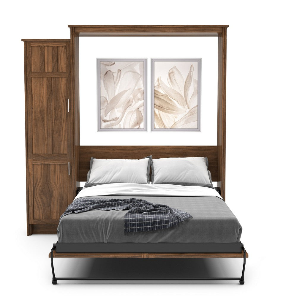 King Size Murphy Bed - Left Cabinet, Craftsman Style, Brushed Nickel Pulls