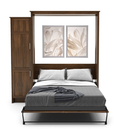 Queen Size Murphy Bed - Left Cabinet, Craftsman Style, Brushed Nickel Pulls