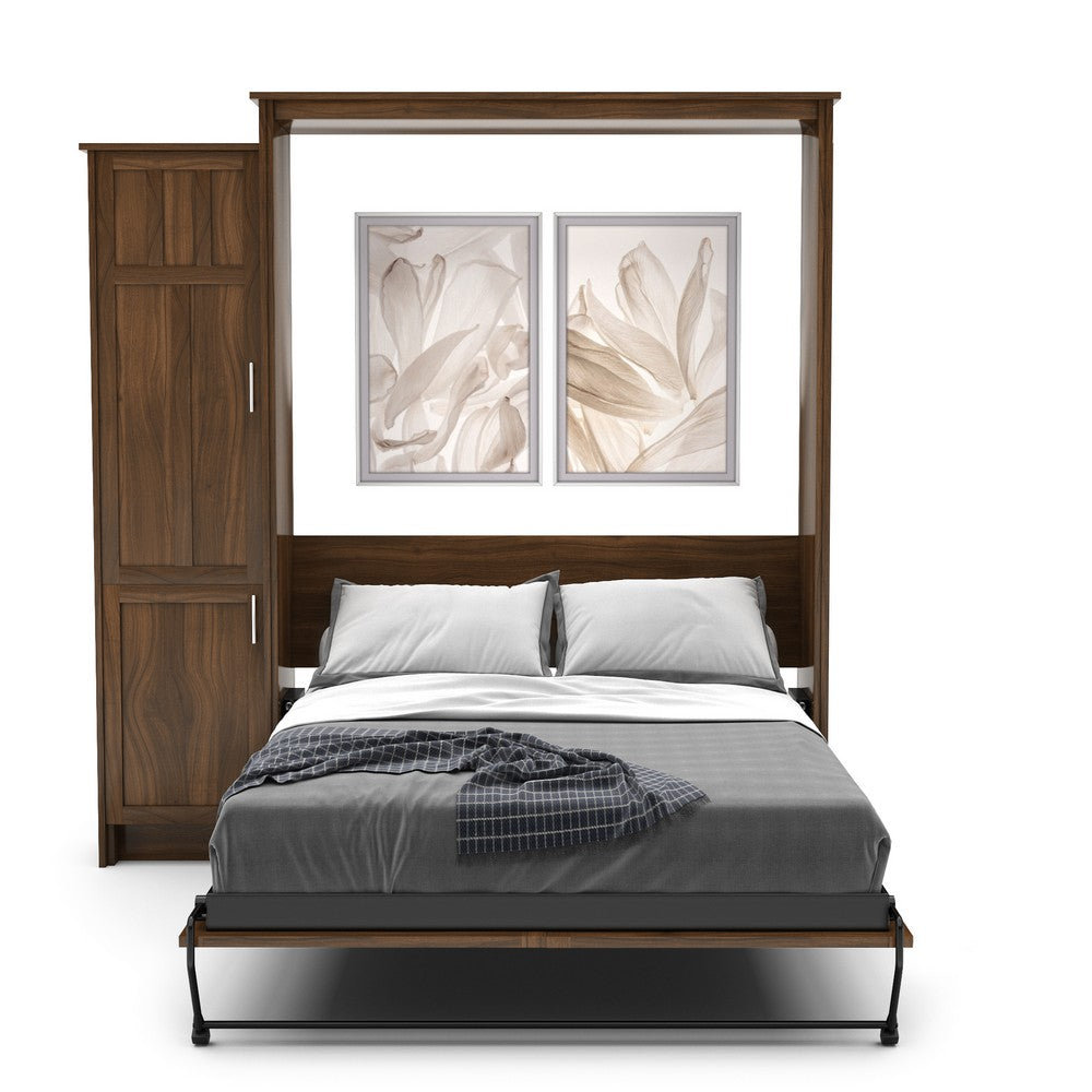 King Size Murphy Bed - Left Cabinet, Craftsman Style, Brushed Nickel Pulls