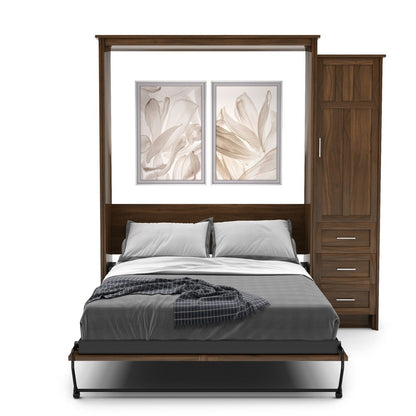 Twin Size Murphy Bed - Right Cabinet, Craftsman Style, Brushed Nickel Pulls - Murphy Door