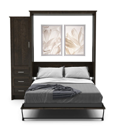 Full Size Murphy Bed - Left Cabinet, Shaker Style, Brushed Nickel Pulls