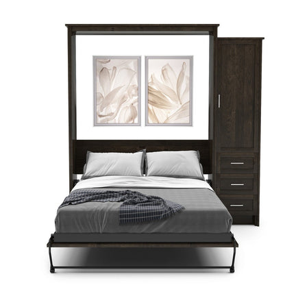 Twin Size Murphy Bed - Right Cabinet, Shaker Style, Brushed Nickel Pulls