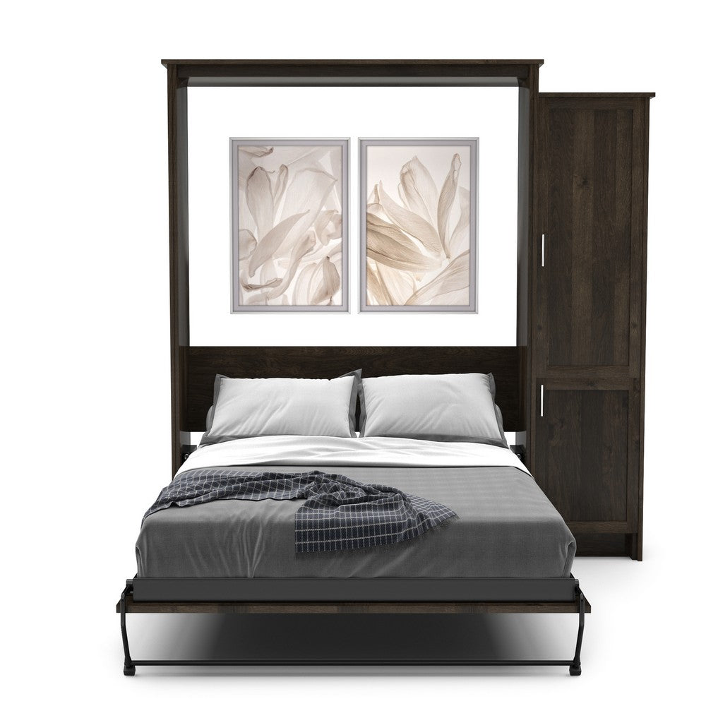 King Size Murphy Bed - Right Cabinet, Shaker Style, Brushed Nickel Pulls - Murphy Door