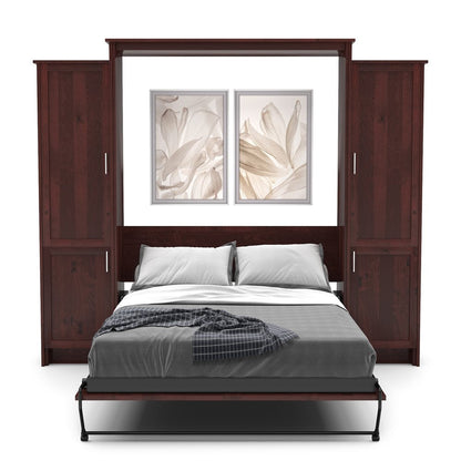 Full Size Murphy Bed - Left & Right Cabinet, Shaker Style, Brushed Nickel Pulls - Murphy Door