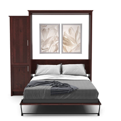 Twin Size Murphy Bed - Left Cabinet, Shaker Style, Brushed Nickel Pulls