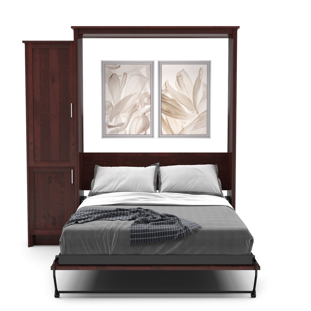 Queen Size Murphy Bed - Left Cabinet, Shaker Style, Brushed Nickel Pulls