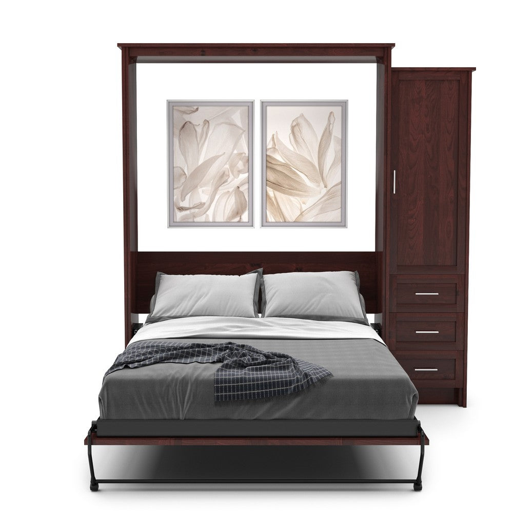 Queen Size Murphy Bed - Right Cabinet, Shaker Style, Brushed Nickel Pulls - Murphy Door