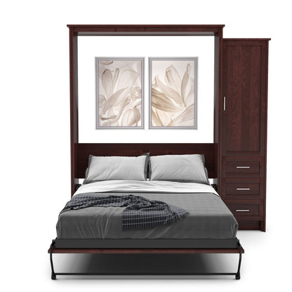 Queen Size Murphy Bed - Right Cabinet, Shaker Style, Brushed Nickel Pulls - Murphy Door