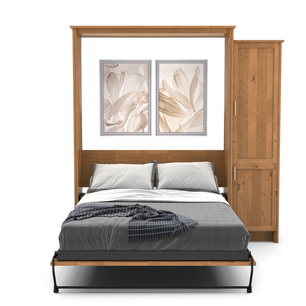 Queen Size Murphy Bed - Right Cabinet, Shaker Style, Brushed Nickel Pulls - Murphy Door