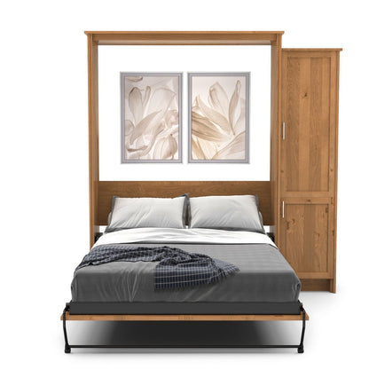 Queen Size Murphy Bed - Right Cabinet, Shaker Style, Brushed Nickel Pulls - Murphy Door