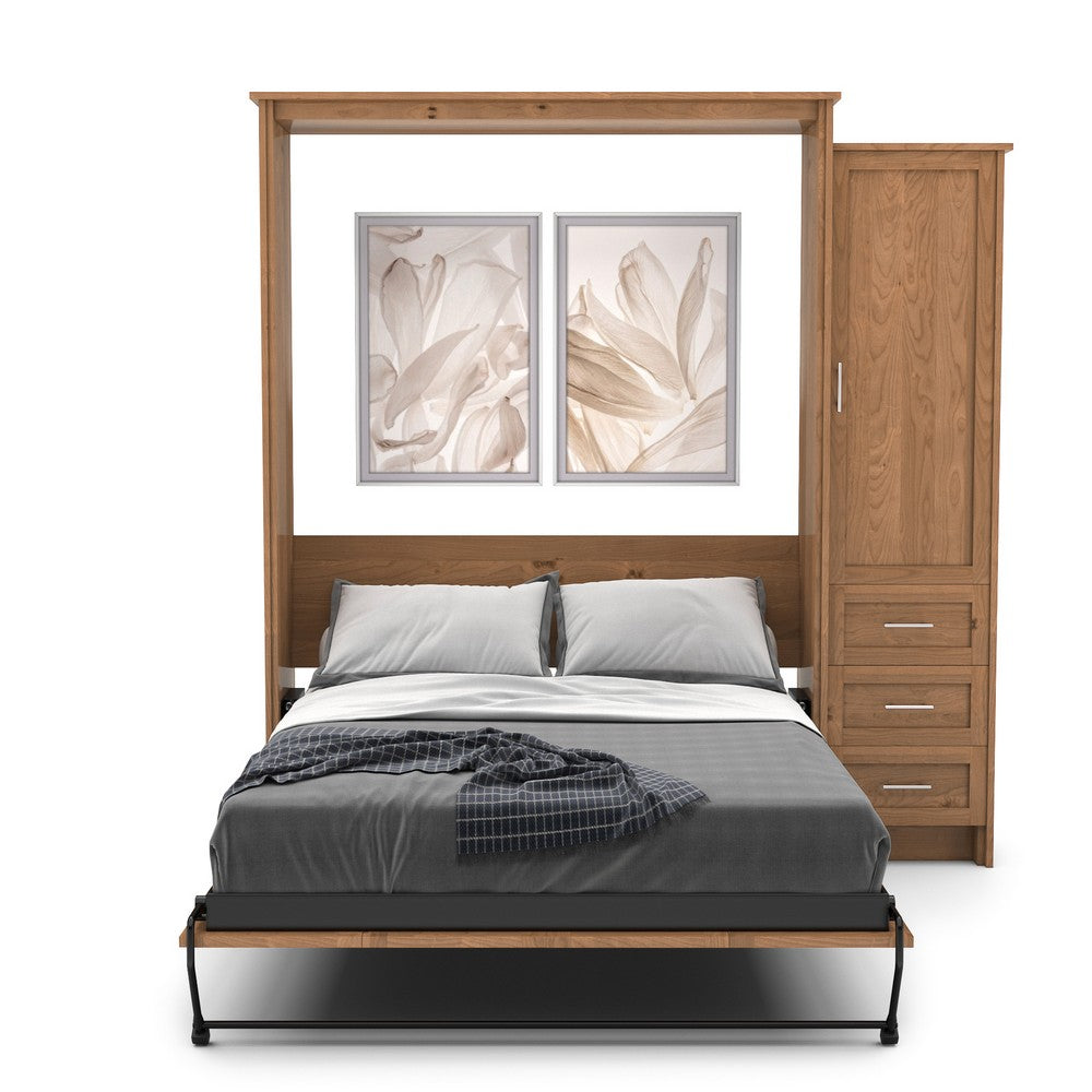 Queen Size Murphy Bed - Right Cabinet, Shaker Style, Brushed Nickel Pulls - Murphy Door