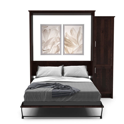 Twin Size Murphy Bed - Right Cabinet, Shaker Style, Brushed Nickel Pulls
