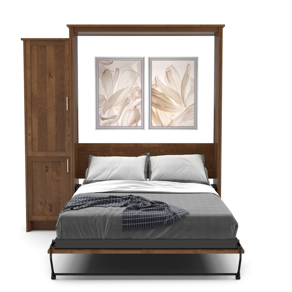 Queen Size Murphy Bed - Left Cabinet, Shaker Style, Brushed Nickel Pulls