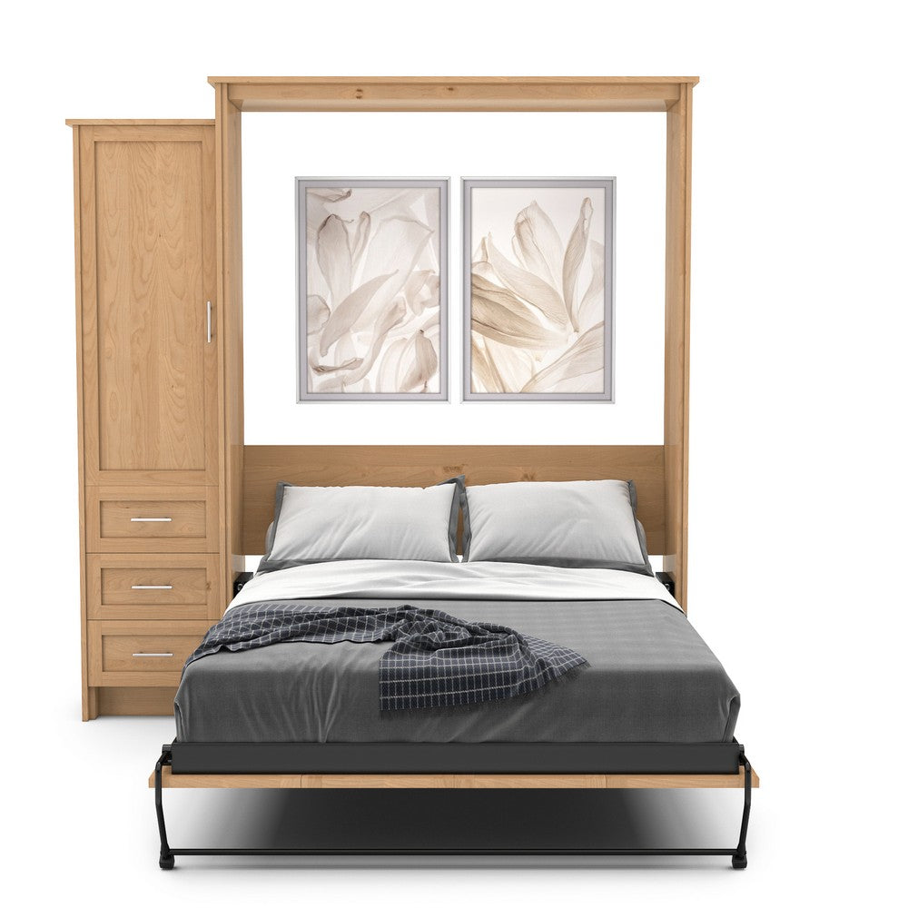 Twin Size Murphy Bed - Left Cabinet, Shaker Style, Brushed Nickel Pulls