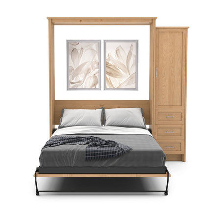 Twin Size Murphy Bed - Right Cabinet, Shaker Style, Brushed Nickel Pulls