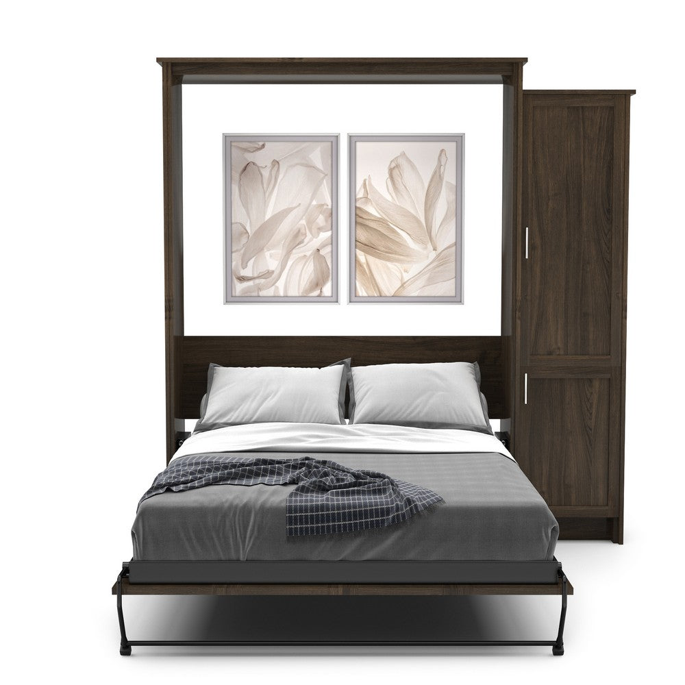 Twin Size Murphy Bed - Right Cabinet, Shaker Style, Brushed Nickel Pulls