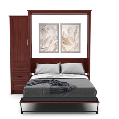 Twin Size Murphy Bed - Left Cabinet, Shaker Style, Brushed Nickel Pulls
