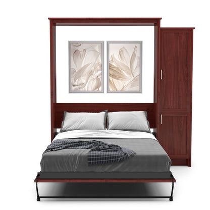Twin Size Murphy Bed - Right Cabinet, Shaker Style, Brushed Nickel Pulls