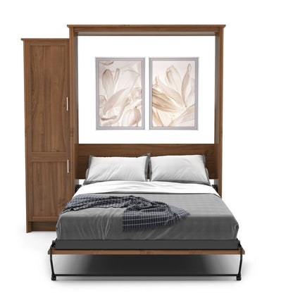 Queen Size Murphy Bed - Left Cabinet, Shaker Style, Brushed Nickel Pulls