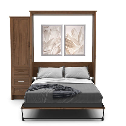 Full Size Murphy Bed - Left Cabinet, Shaker Style, Brushed Nickel Pulls