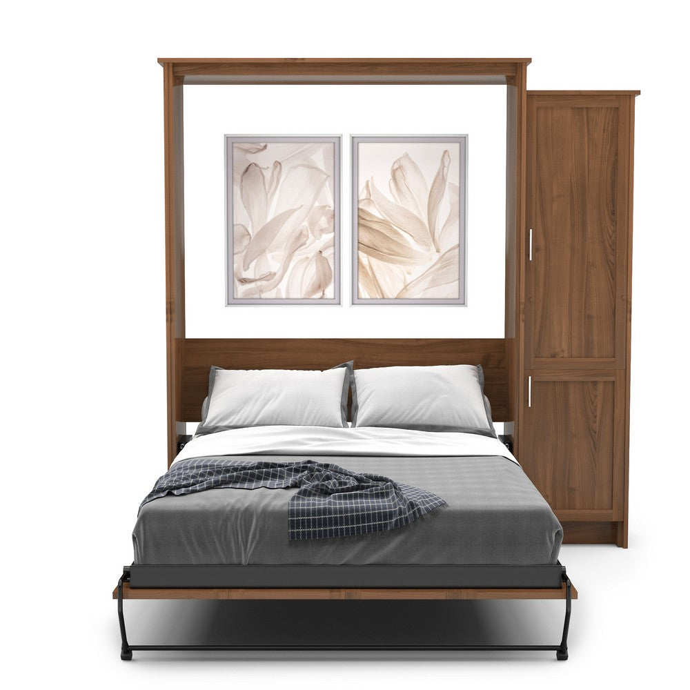 Twin Size Murphy Bed - Right Cabinet, Shaker Style, Brushed Nickel Pulls