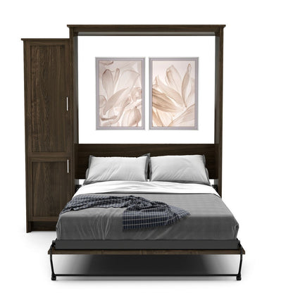 Twin Size Murphy Bed - Left Cabinet, Shaker Style, Brushed Nickel Pulls