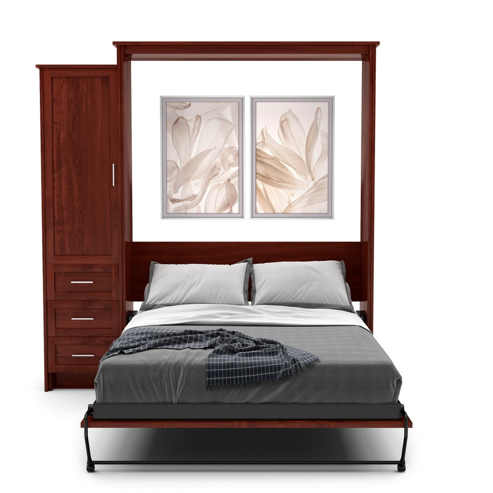 Queen Size Murphy Bed - Left Cabinet, Shaker Style, Brushed Nickel Pulls