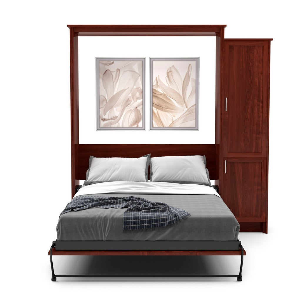 Twin Size Murphy Bed - Right Cabinet, Shaker Style, Brushed Nickel Pulls