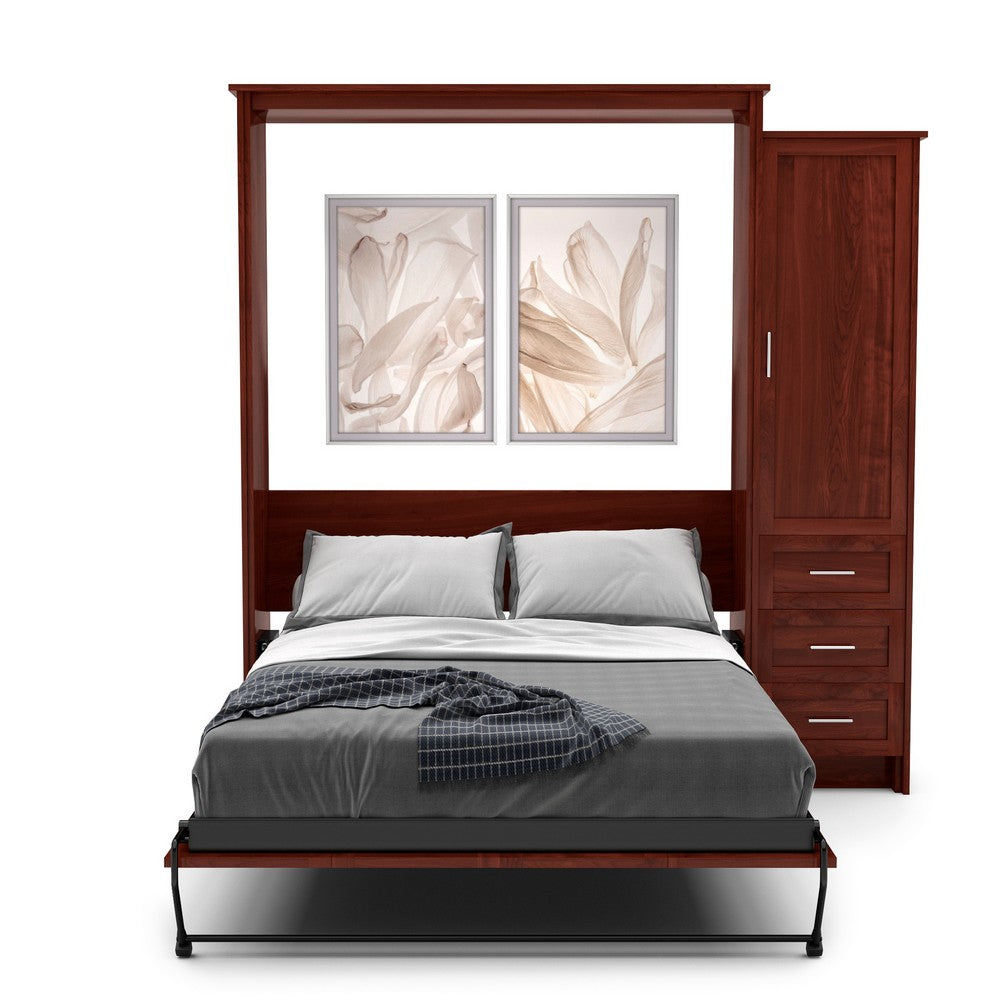 King Size Murphy Bed - Right Cabinet, Shaker Style, Brushed Nickel Pulls - Murphy Door