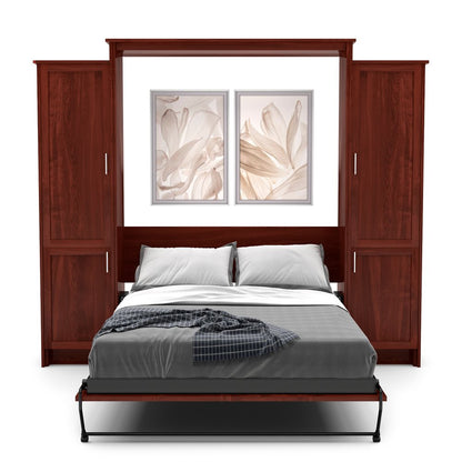 Queen Size Murphy Bed - Left & Right Cabinet, Shaker Style, Brushed Nickel Pulls - Murphy Door