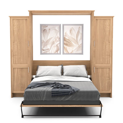 Full Size Murphy Bed - Left & Right Cabinet, Shaker Style, Brushed Nickel Pulls - Murphy Door