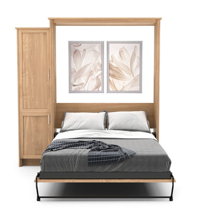 Full Size Murphy Bed - Left Cabinet, Shaker Style, Brushed Nickel Pulls