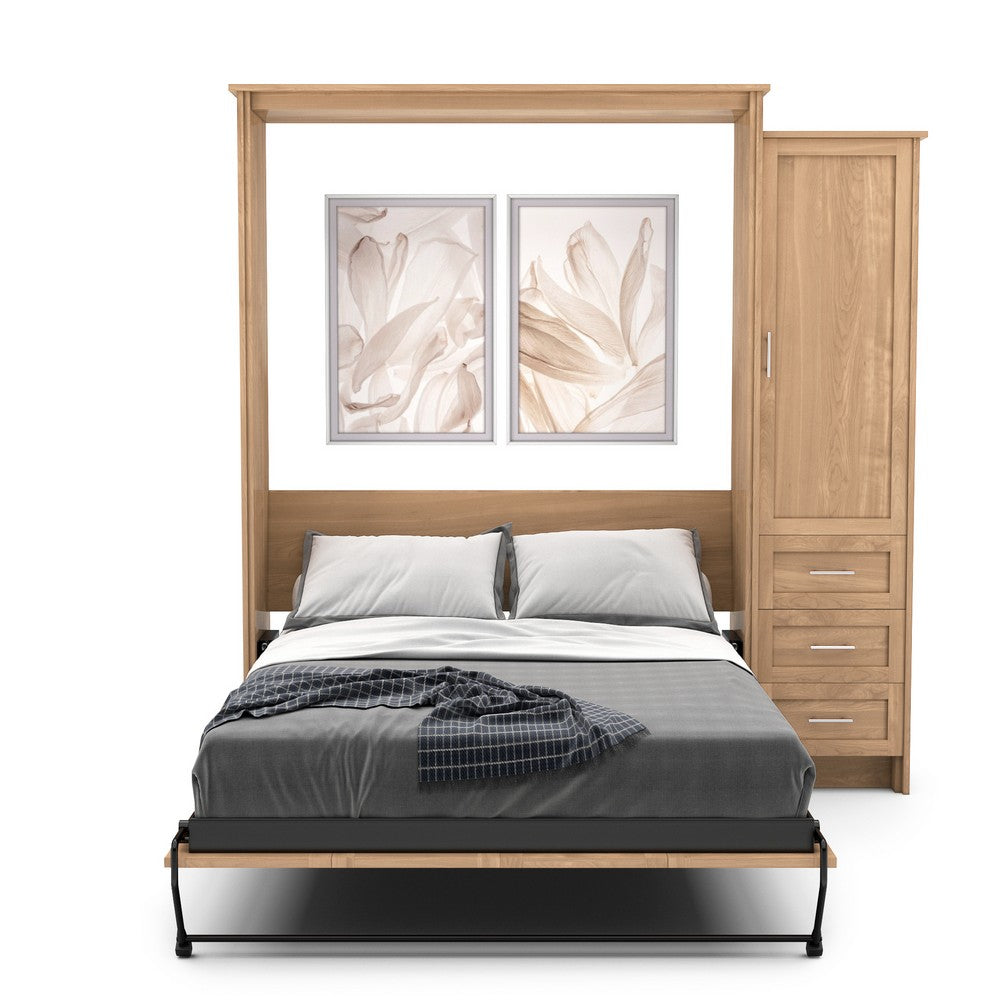 Queen Size Murphy Bed - Right Cabinet, Shaker Style, Brushed Nickel Pulls - Murphy Door
