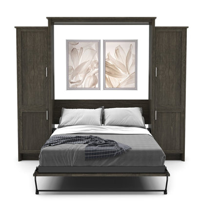 Queen Size Murphy Bed - Left & Right Cabinet, Shaker Style, Brushed Nickel Pulls - Murphy Door