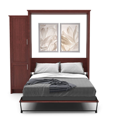 Twin Size Murphy Bed - Left Cabinet, Shaker Style, Brushed Nickel Pulls