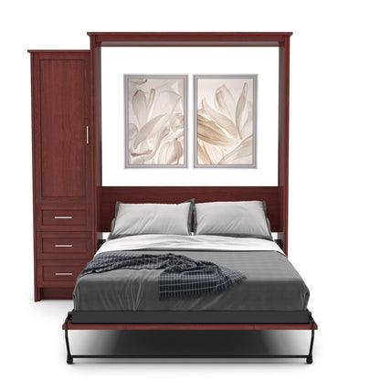 Queen Size Murphy Bed - Left Cabinet, Shaker Style, Brushed Nickel Pulls