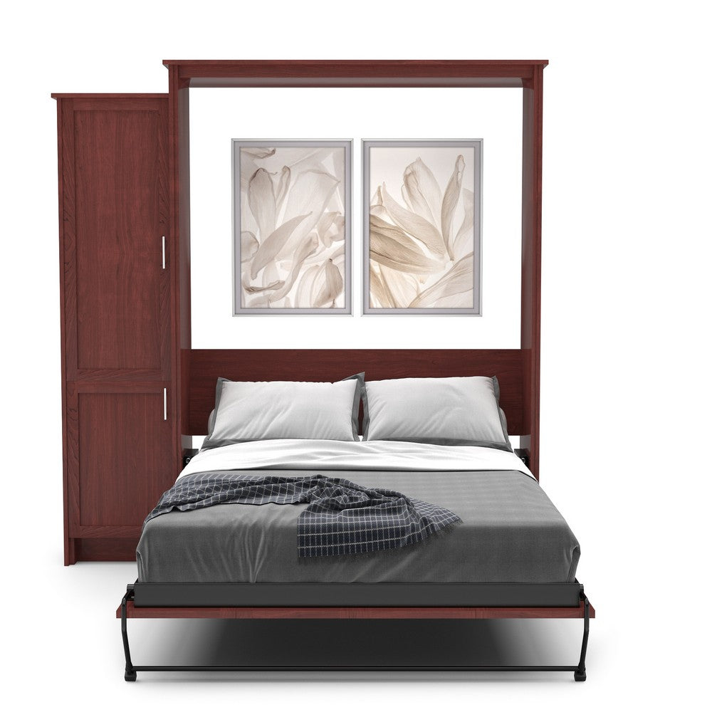 Queen Size Murphy Bed - Left Cabinet, Shaker Style, Brushed Nickel Pulls