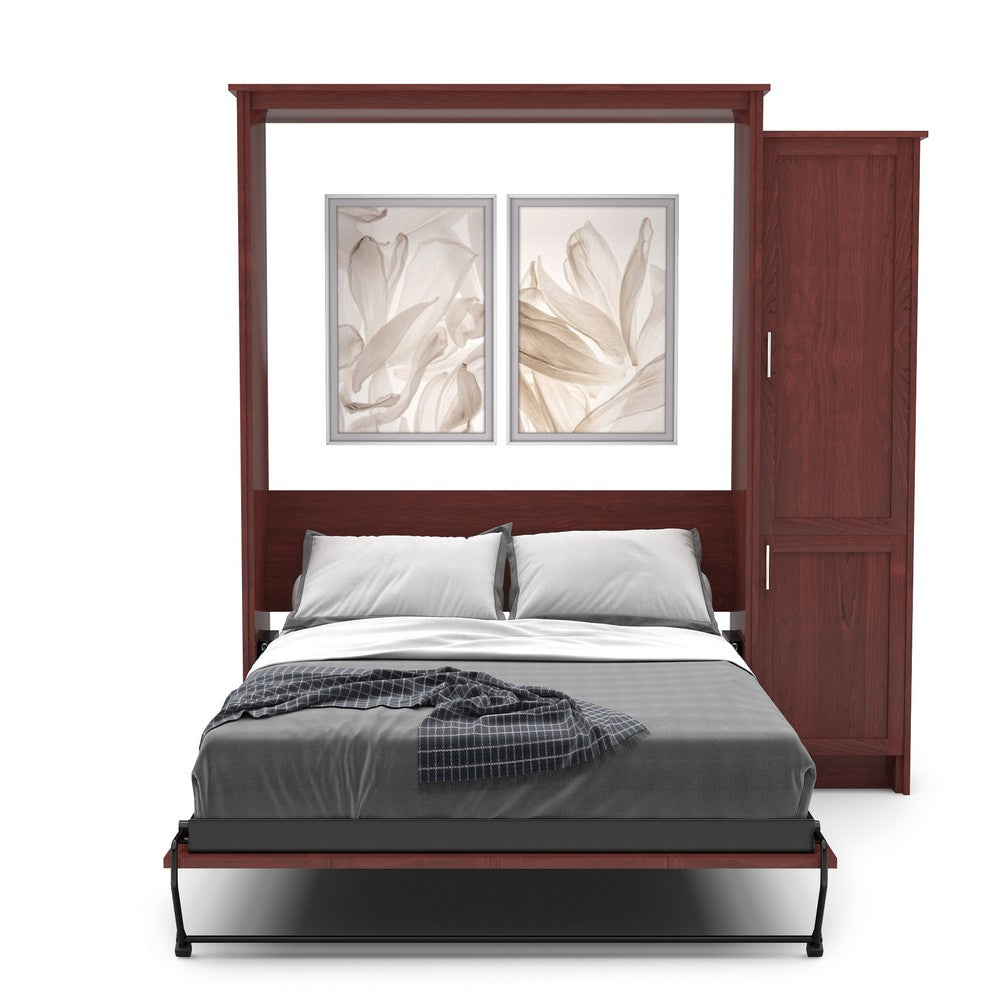 Full Size Murphy Bed - Right Cabinet, Shaker Style, Brushed Nickel Pulls - Murphy Door