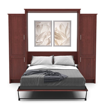 Full Size Murphy Bed - Left & Right Cabinet, Shaker Style, Brushed Nickel Pulls - Murphy Door