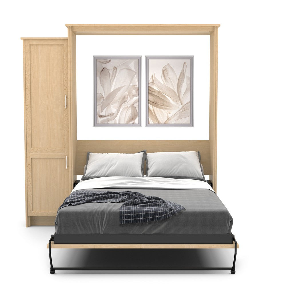 Queen Size Murphy Bed - Left Cabinet, Shaker Style, Brushed Nickel Pulls