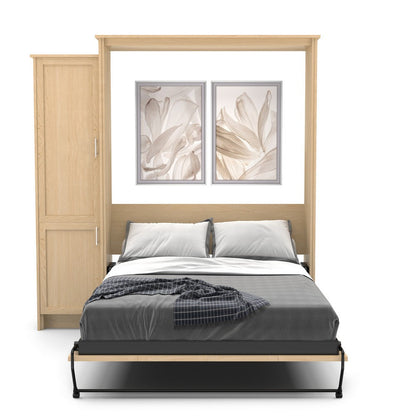 Queen Size Murphy Bed - Left Cabinet, Shaker Style, Brushed Nickel Pulls