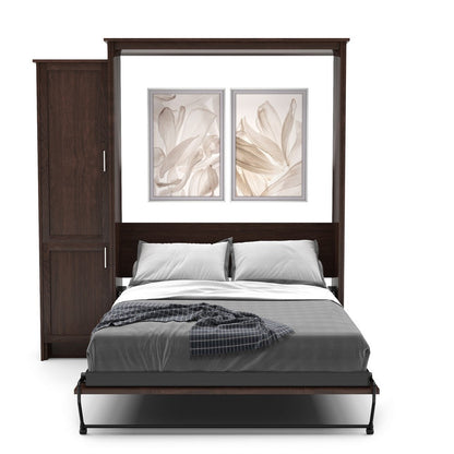 King Size Murphy Bed - Left Cabinet, Shaker Style, Brushed Nickel Pulls