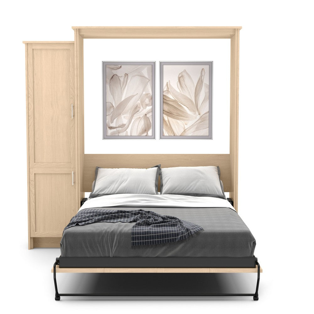 Queen Size Murphy Bed - Left Cabinet, Shaker Style, Brushed Nickel Pulls