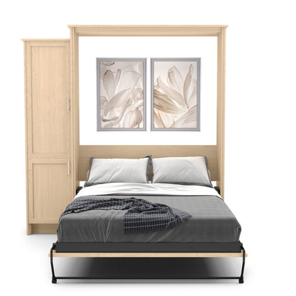 King Size Murphy Bed - Left Cabinet, Shaker Style, Brushed Nickel Pulls