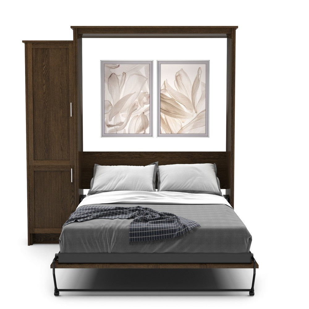 Full Size Murphy Bed - Left Cabinet, Shaker Style, Brushed Nickel Pulls